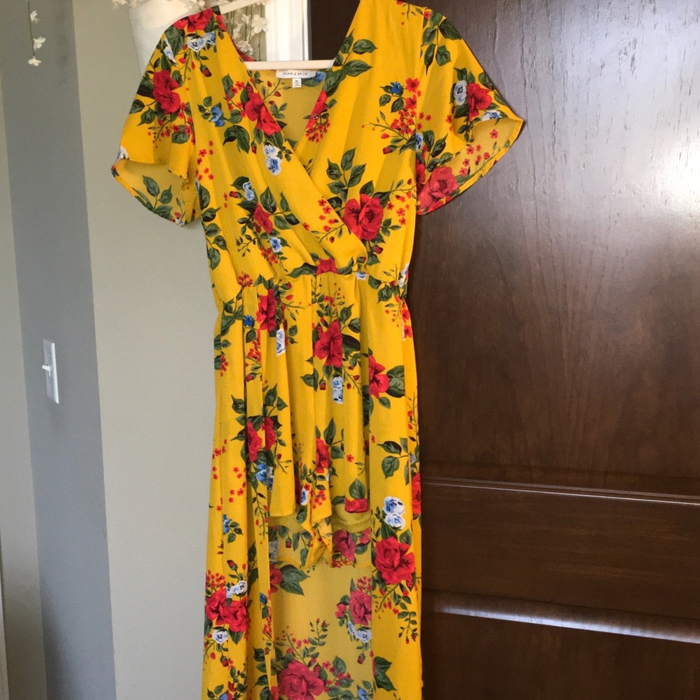 Purple Snow Mustard Floral Wrap Jumpsuit